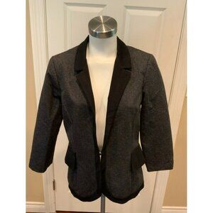 Cartonnier Anthropologie Gray Blazer W/ Black Notch Collar & Ruffle Size 12 (US)